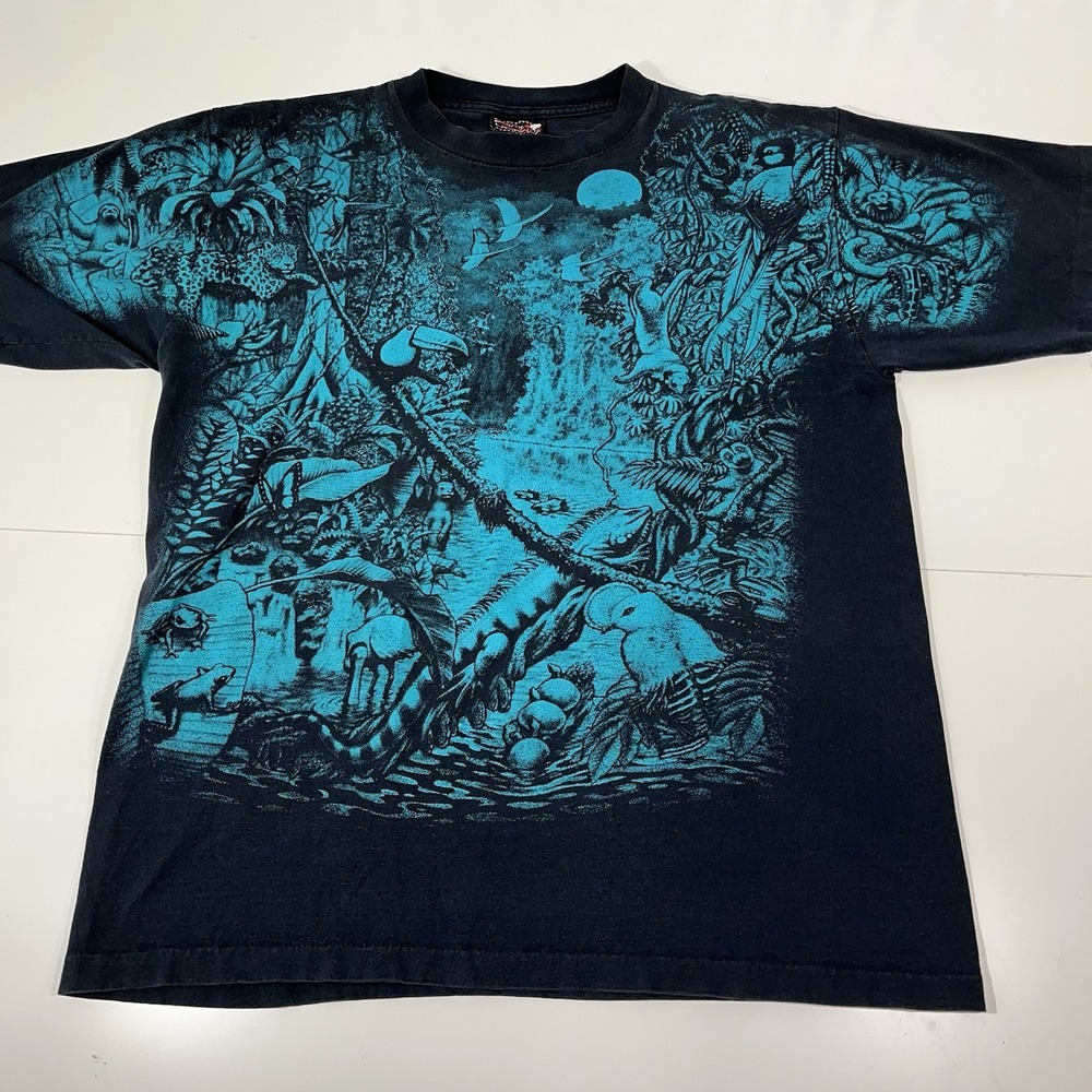 Vintage Nature T Shirt All Over Print 1990s Single Stitch Dirty Laundry X-Large